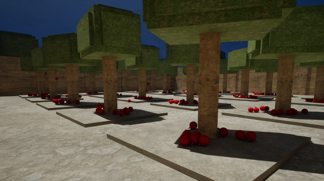 Apples growing in game.