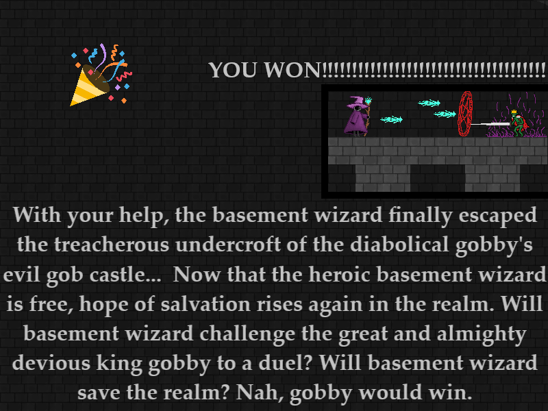 The win screen in Arcane Undercroft